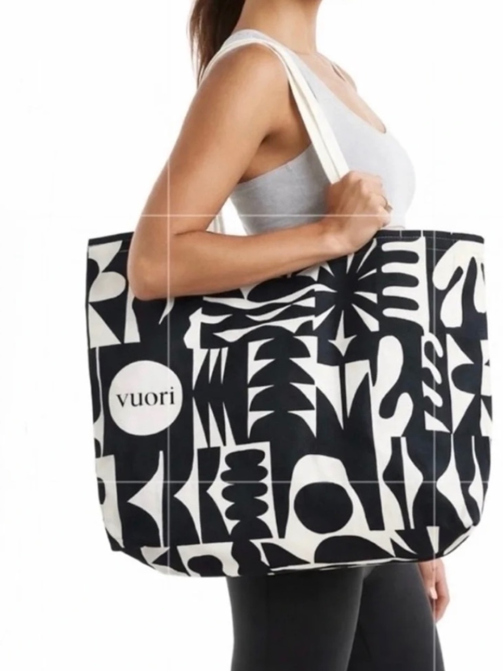 Vuori canvas tote 24" wide x 15" deep. canvas, solid color straps Green NWOT